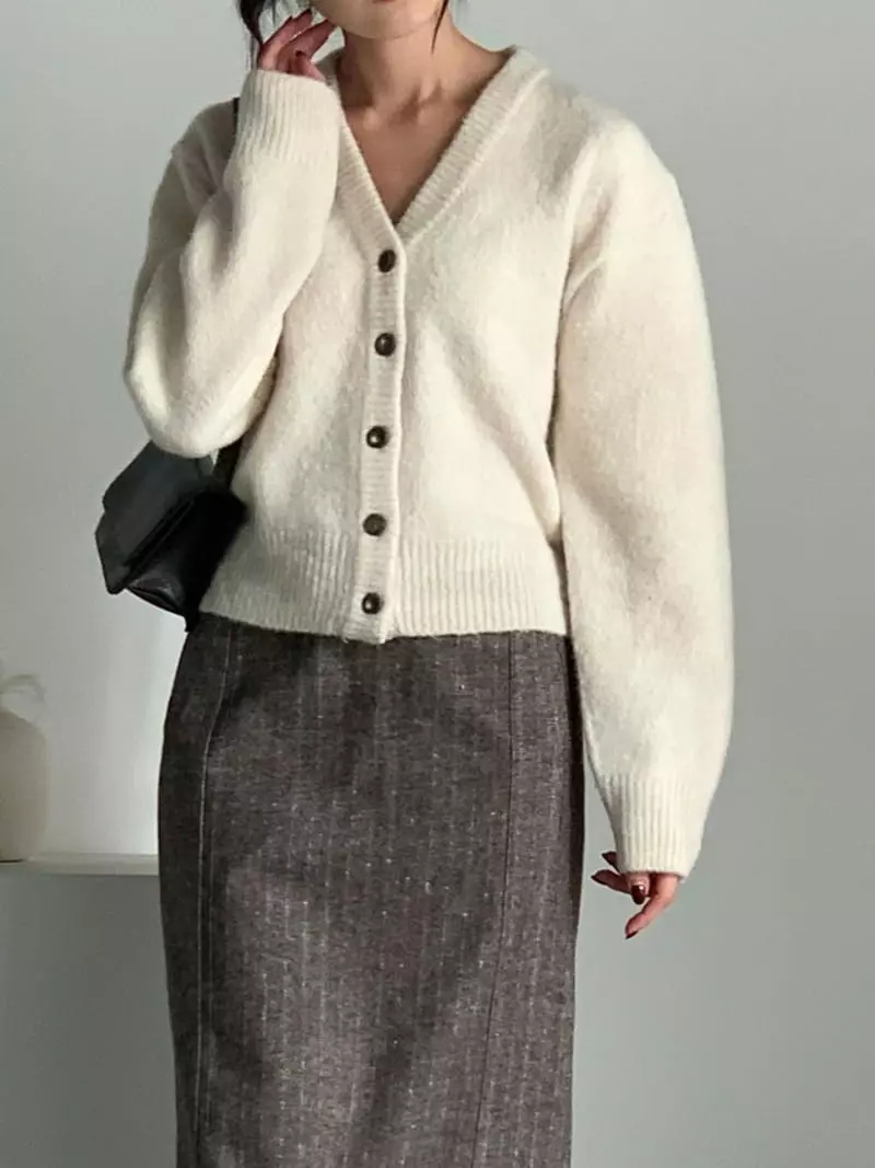 Baribari - Korean Women Fashion - #womensfashion - Heavy Top V Cardigan