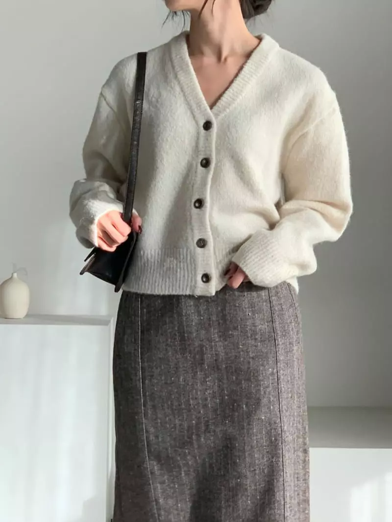 Baribari - Korean Women Fashion - #womensfashion - Heavy Top V Cardigan - 5