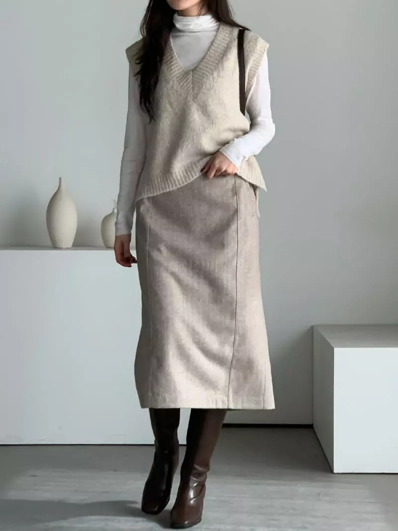 Baribari - Korean Women Fashion - #womensfashion - Herringbone Skirt - 11