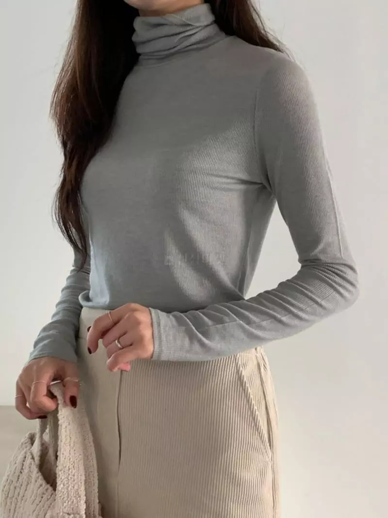 Baribari - Korean Women Fashion - #womensfashion - Cutting Turtleneck Tee - 7