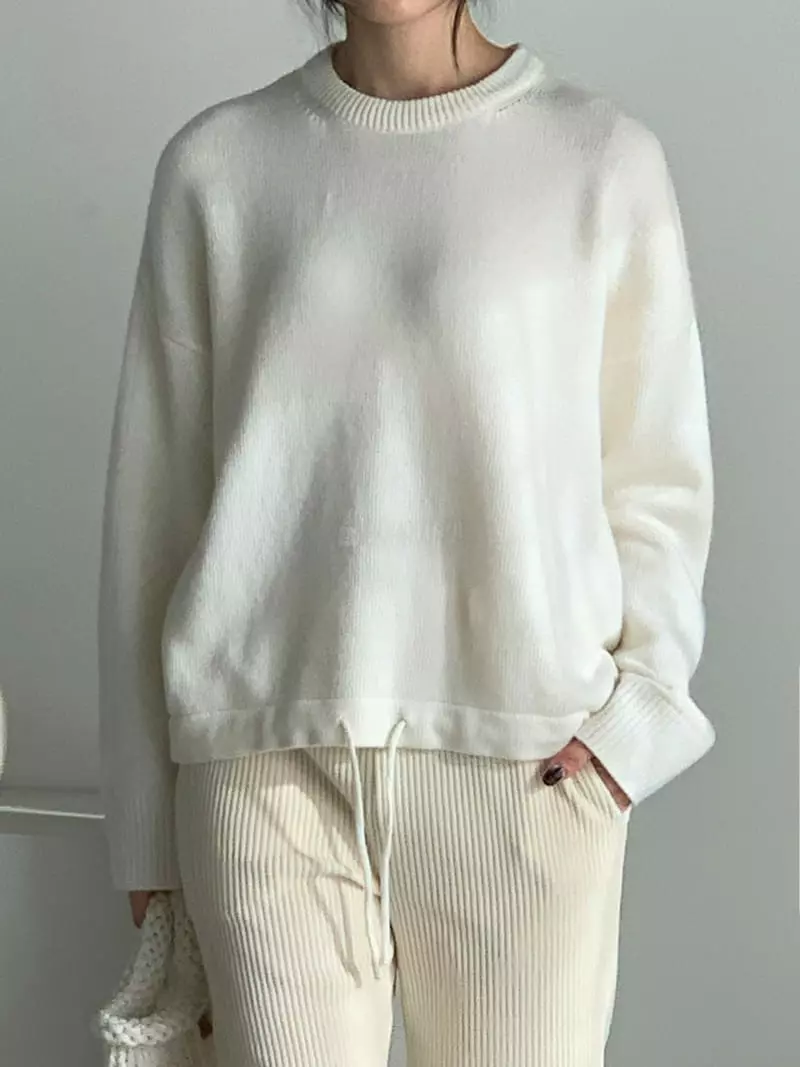 Baribari - Korean Women Fashion - #womensfashion - String Knit Tee