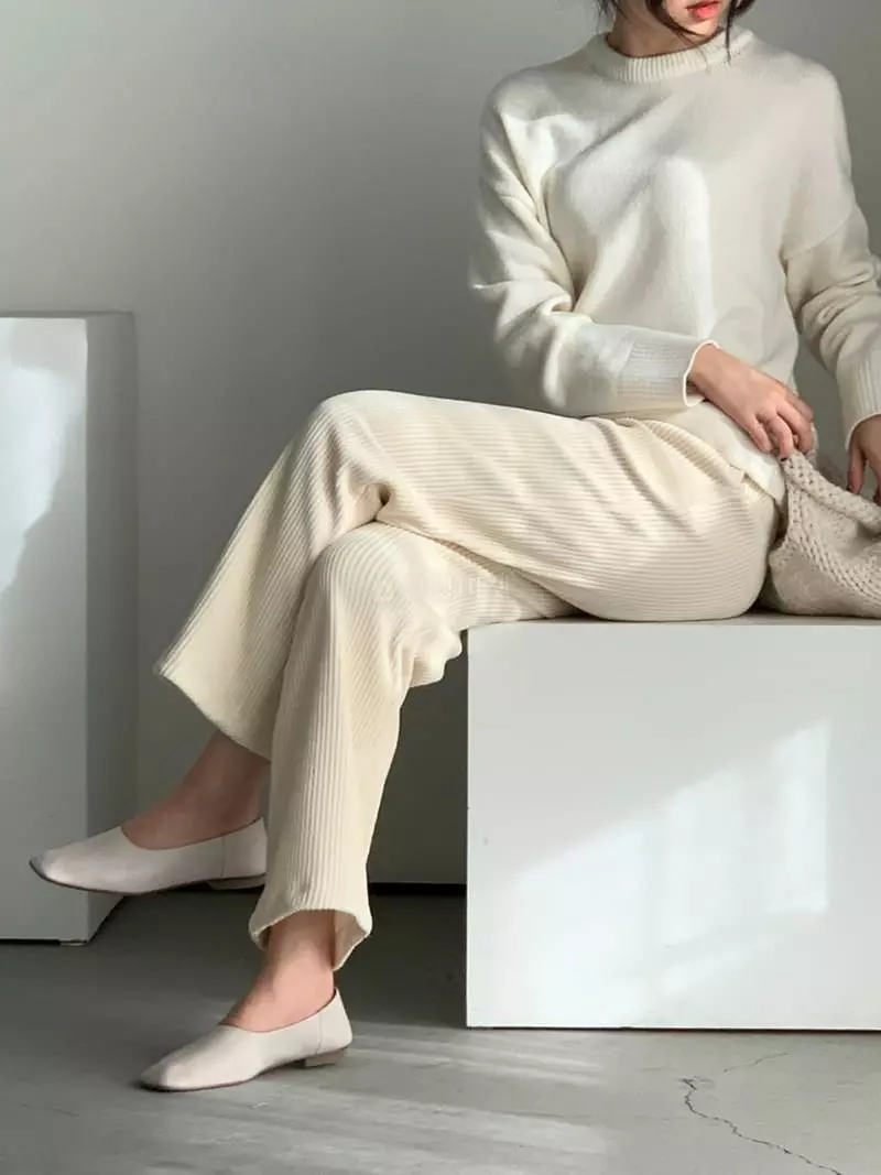 Baribari - Korean Women Fashion - #womensfashion - Rib Tape Pants