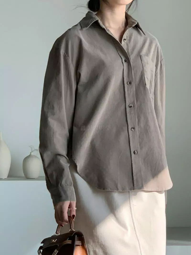 Baribari - Korean Women Fashion - #womensfashion - Rib Washing Shirt - 11