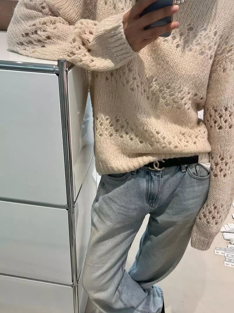 Better - Korean Women Fashion - #momslook - Maet Punching Knit Tee
