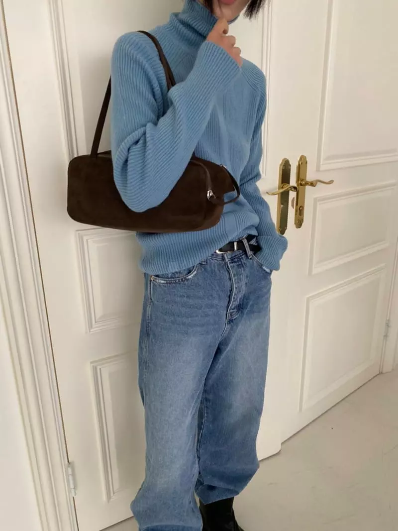 Better - Korean Women Fashion - #momslook - Saddle Turtleneck Knit Tee - 10