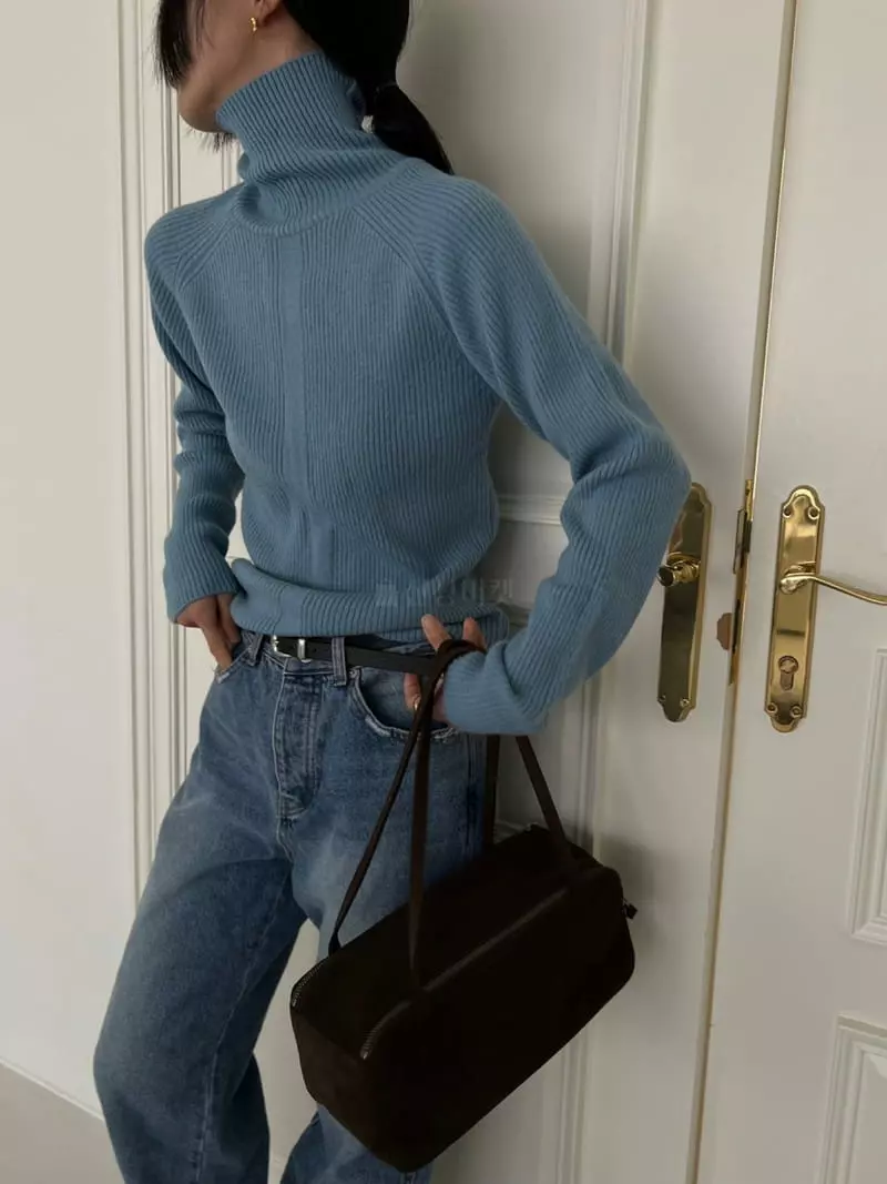 Better - Korean Women Fashion - #momslook - Saddle Turtleneck Knit Tee - 6