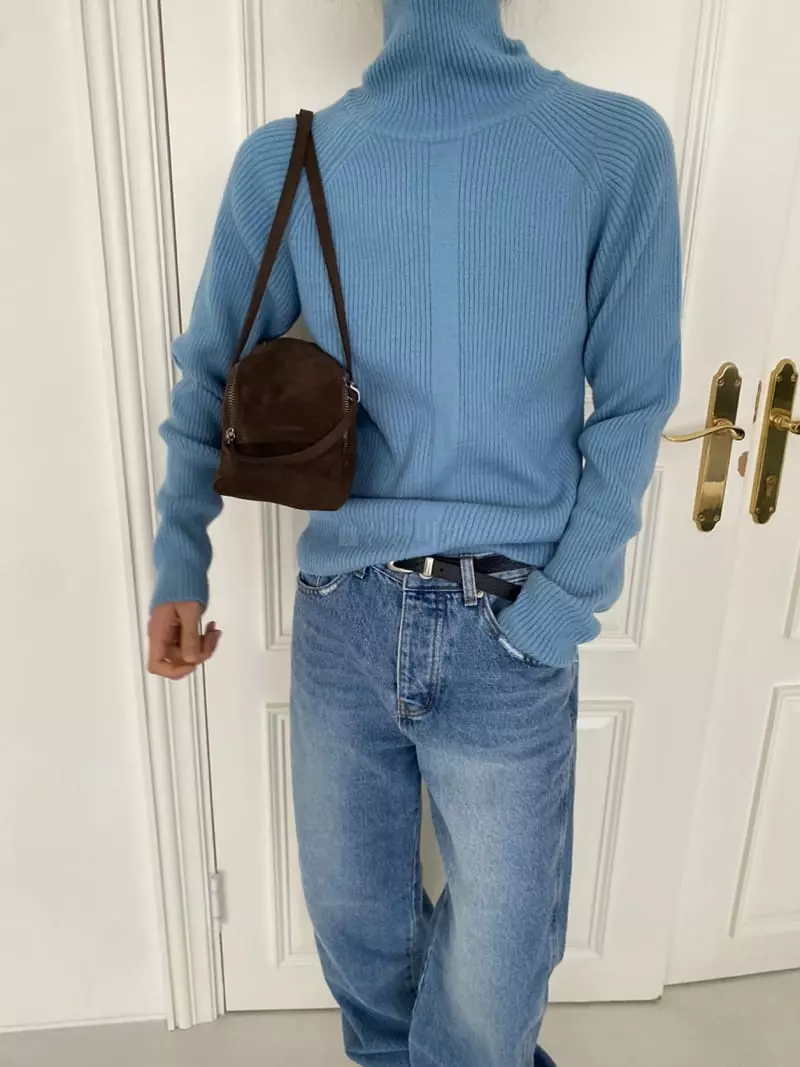 Better - Korean Women Fashion - #momslook - Saddle Turtleneck Knit Tee - 8