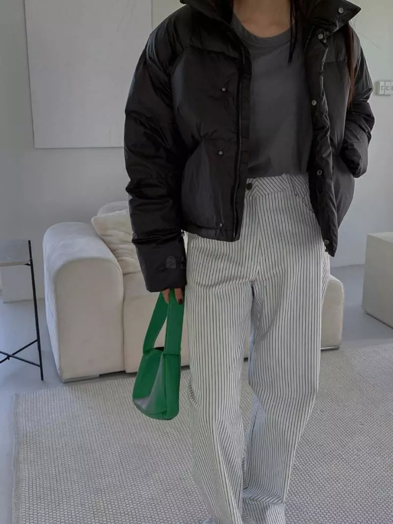 Better - Korean Women Fashion - #vintageinspired - Turns Short Padding Jumper - 6