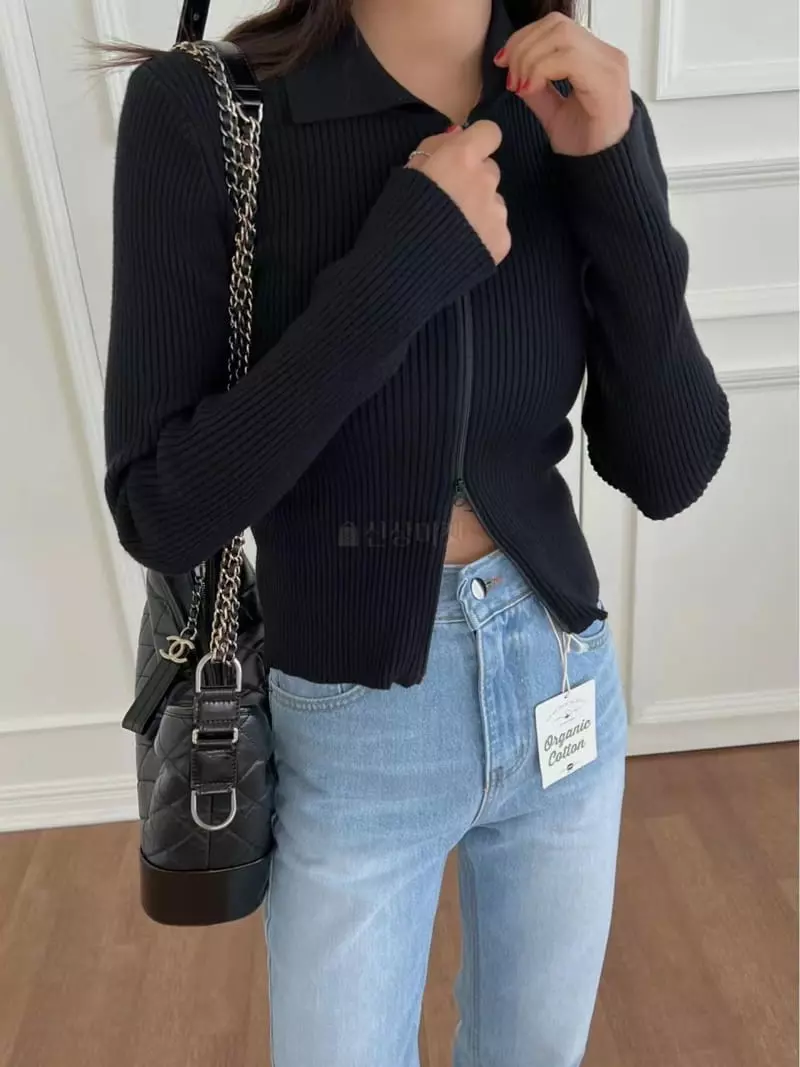 Binus - Korean Women Fashion - #momslook - Zipper Cardigan