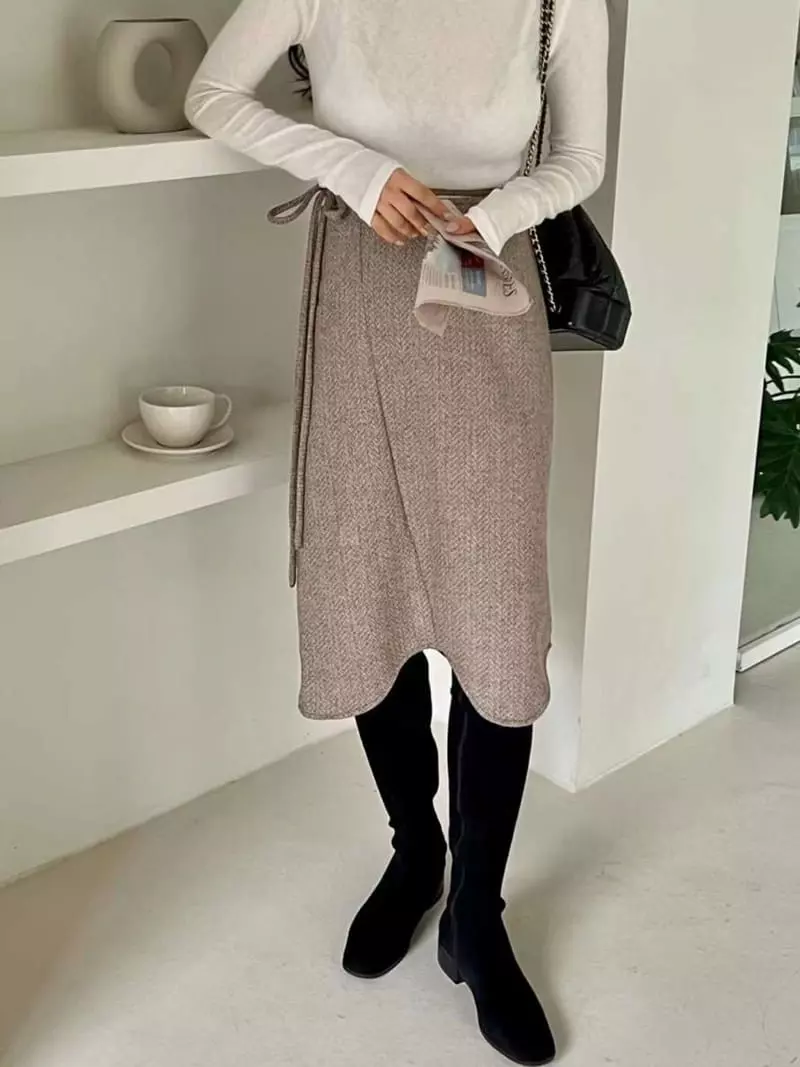 Binus - Korean Women Fashion - #momslook - Wave Skirt