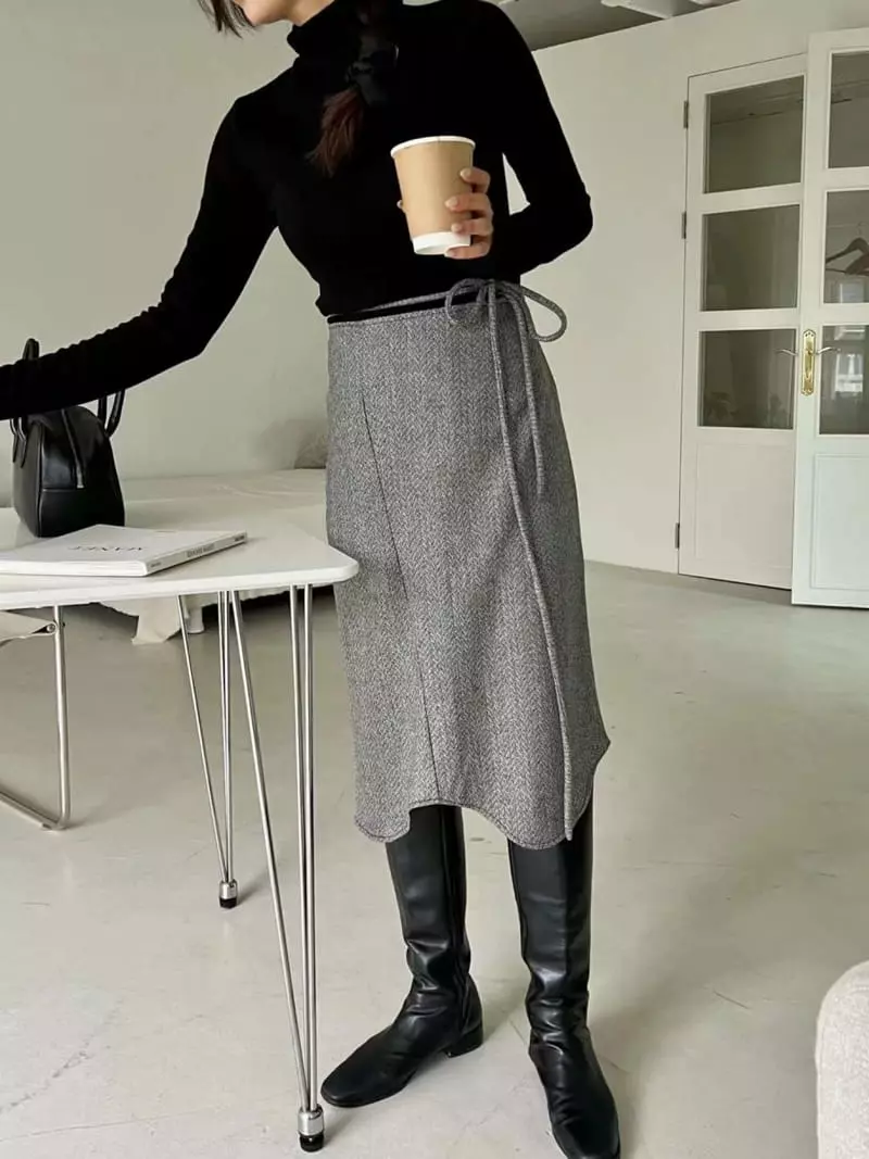 Binus - Korean Women Fashion - #momslook - Wave Skirt - 11