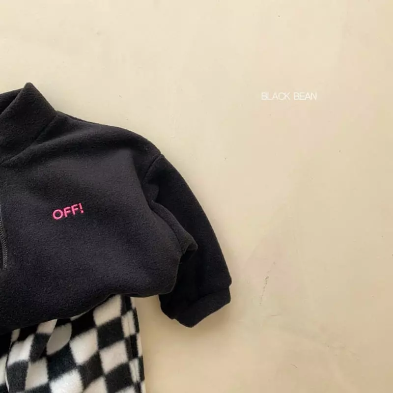 Black Bean - Korean Children Fashion - #minifashionista - Off Fleecr Top Bottom Set