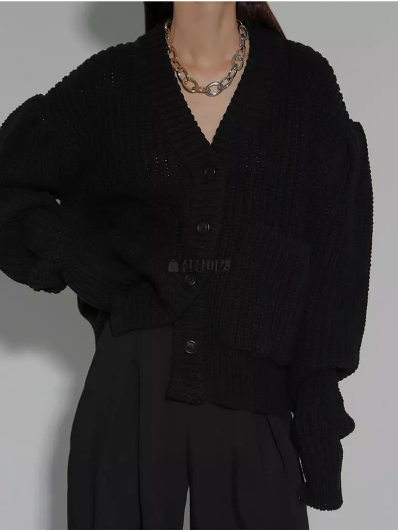 Black Fuchsia - Korean Women Fashion - #momslook - Hazzi Puff Cardigan - 4