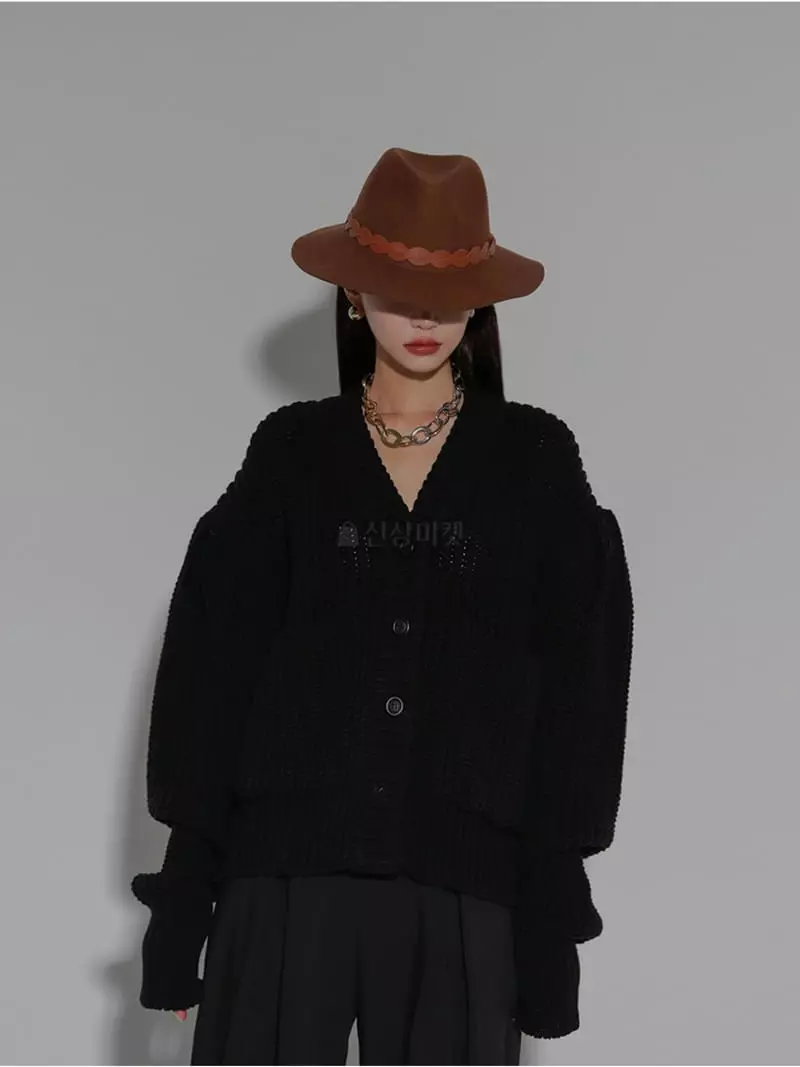 Black Fuchsia - Korean Women Fashion - #vintagekidsstyle - Hazzi Puff Cardigan - 7