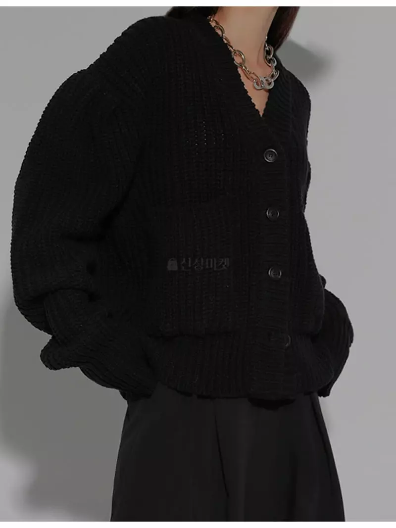 Black Fuchsia - Korean Women Fashion - #womensfashion - Hazzi Puff Cardigan