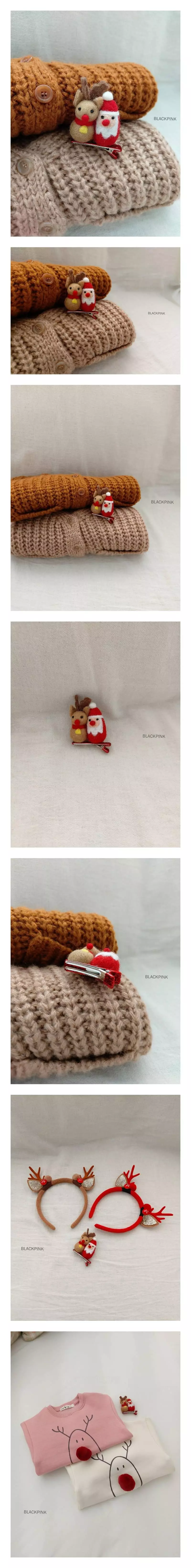 Black Pink - Korean Children Fashion - #kidsstore - Santa And Rudolf Hairpin