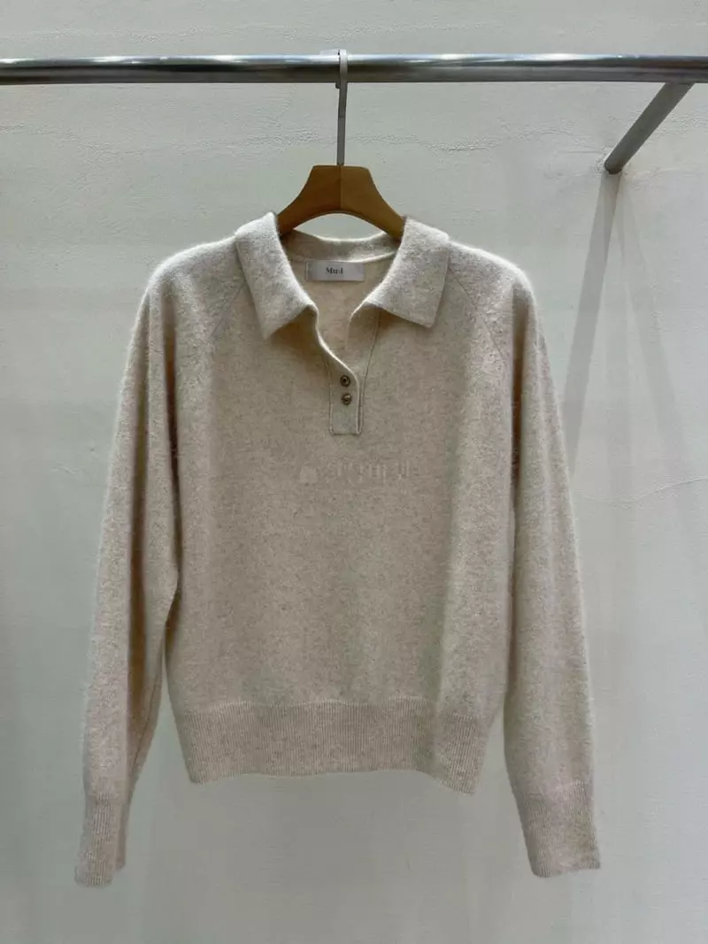 Blanc - Korean Women Fashion - #womensfashion - Collar V Knit Tee