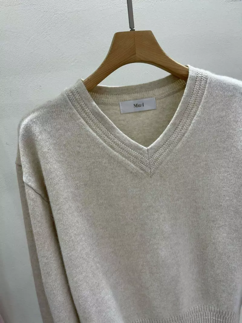 Blanc - Korean Women Fashion - #womensfashion - Collar V Knit Tee - 7