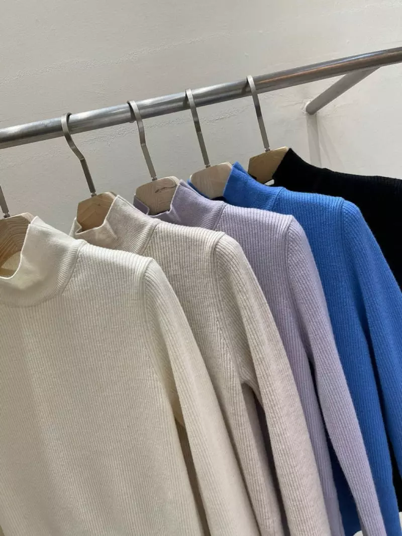 Blanc - Korean Women Fashion - #womensfashion - Half Turtleneck Knit Tee - 6