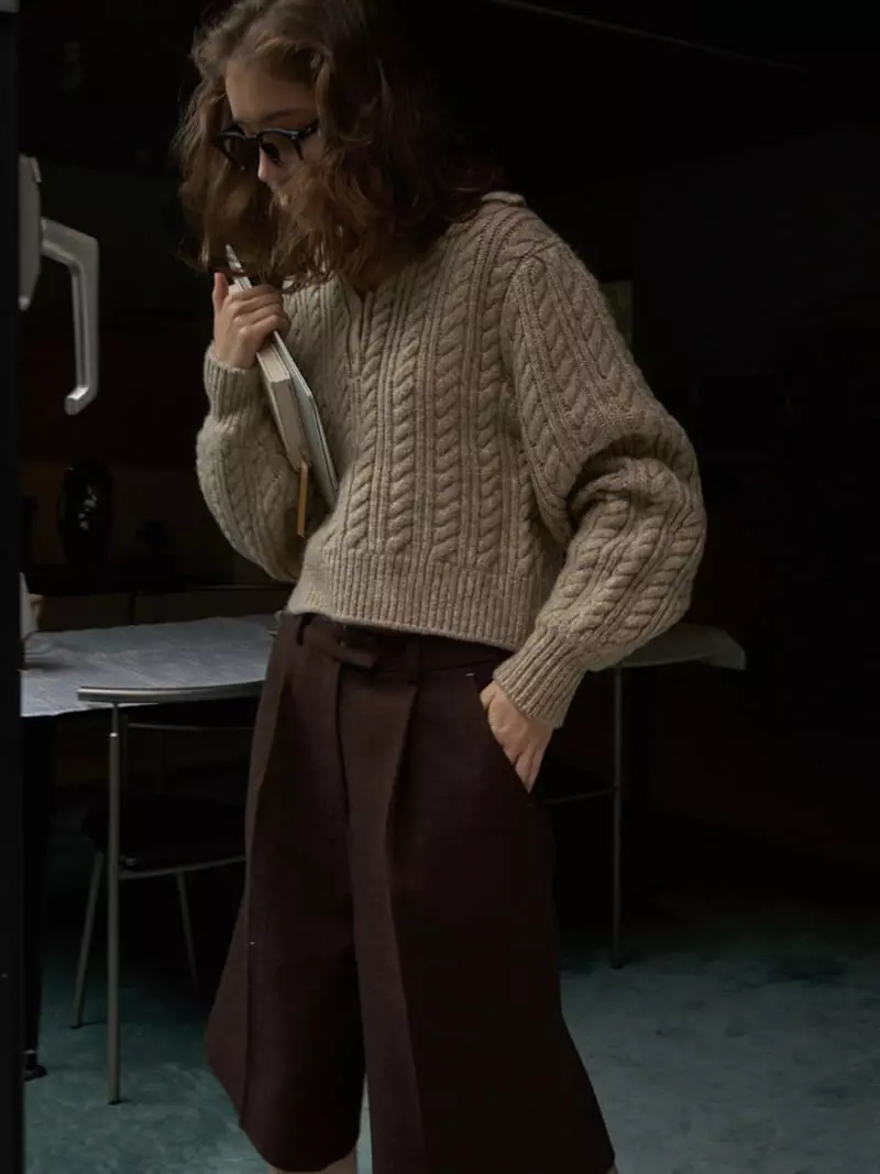 Bold - Korean Women Fashion - #romanticstyle - Collar Knit Tee - 3