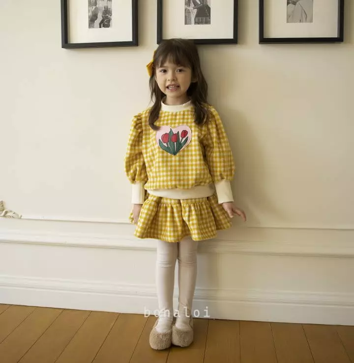 Bonaloi - Korean Children Fashion - #Kfashion4kids - Tulip Check Top Bottom Set - 10