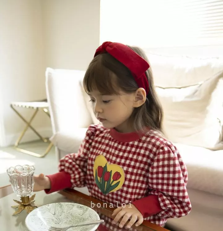 Bonaloi - Korean Children Fashion - #discoveringself - Tulip Check Top Bottom Set - 5