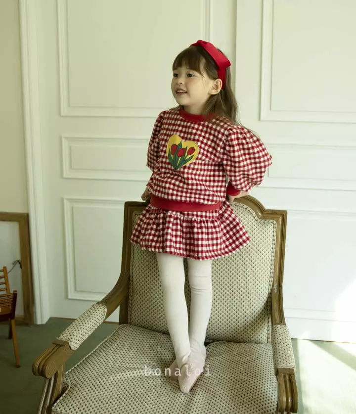 Bonaloi - Korean Children Fashion - #kidsshorts - Tulip Check Top Bottom Set - 7