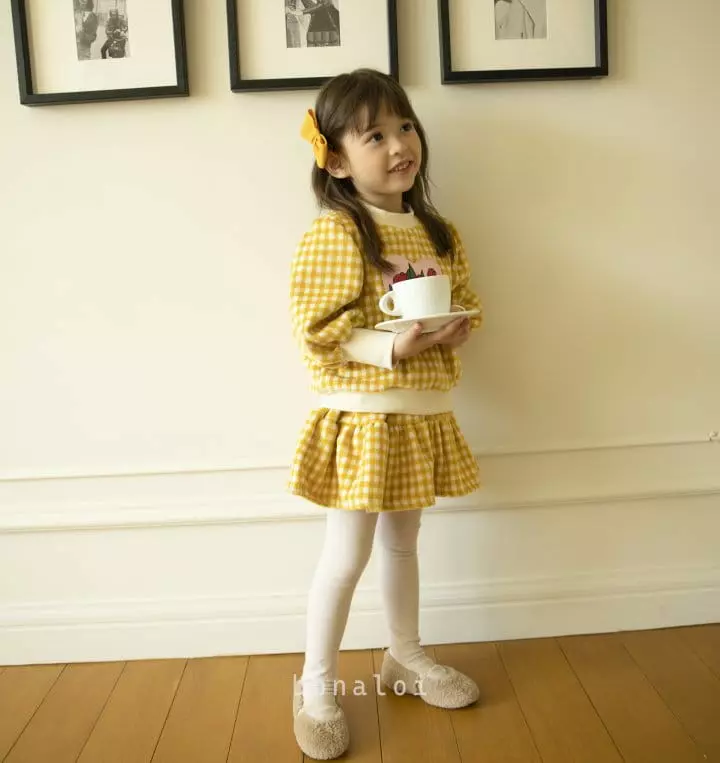 Bonaloi - Korean Children Fashion - #magicofchildhood - Tulip Check Top Bottom Set - 12