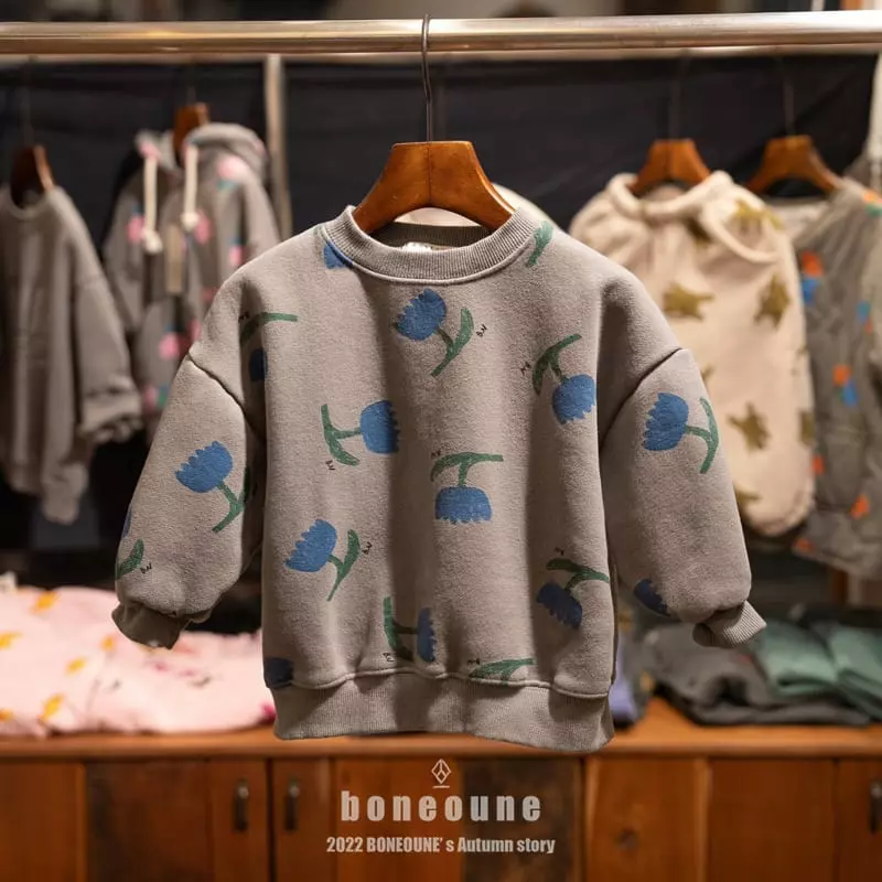 Boneoune - Korean Children Fashion - #todddlerfashion - Lover Blue Sweatshirt