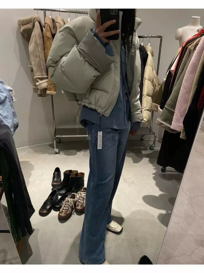 Breathe - Korean Women Fashion - #momslook - Turn Up Crop Padding Jacket - 12