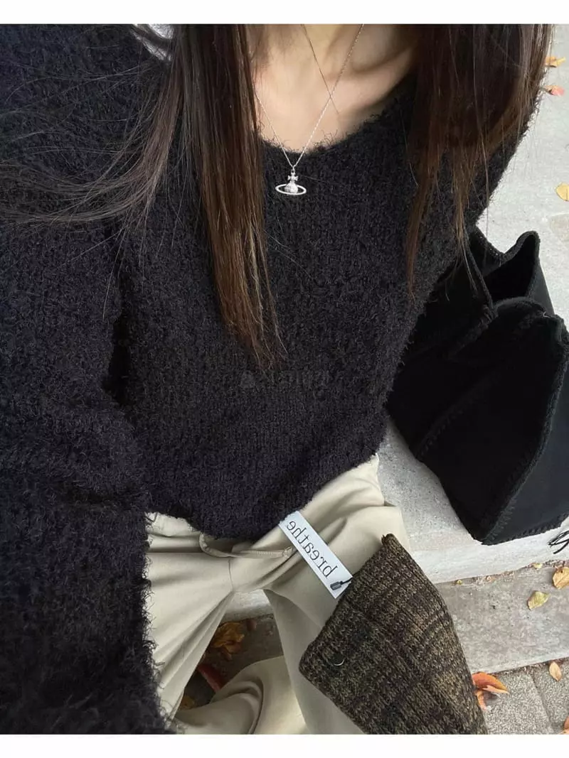 Breathe - Korean Women Fashion - #romanticstyle - Rice V Neck Knit Tee - 11