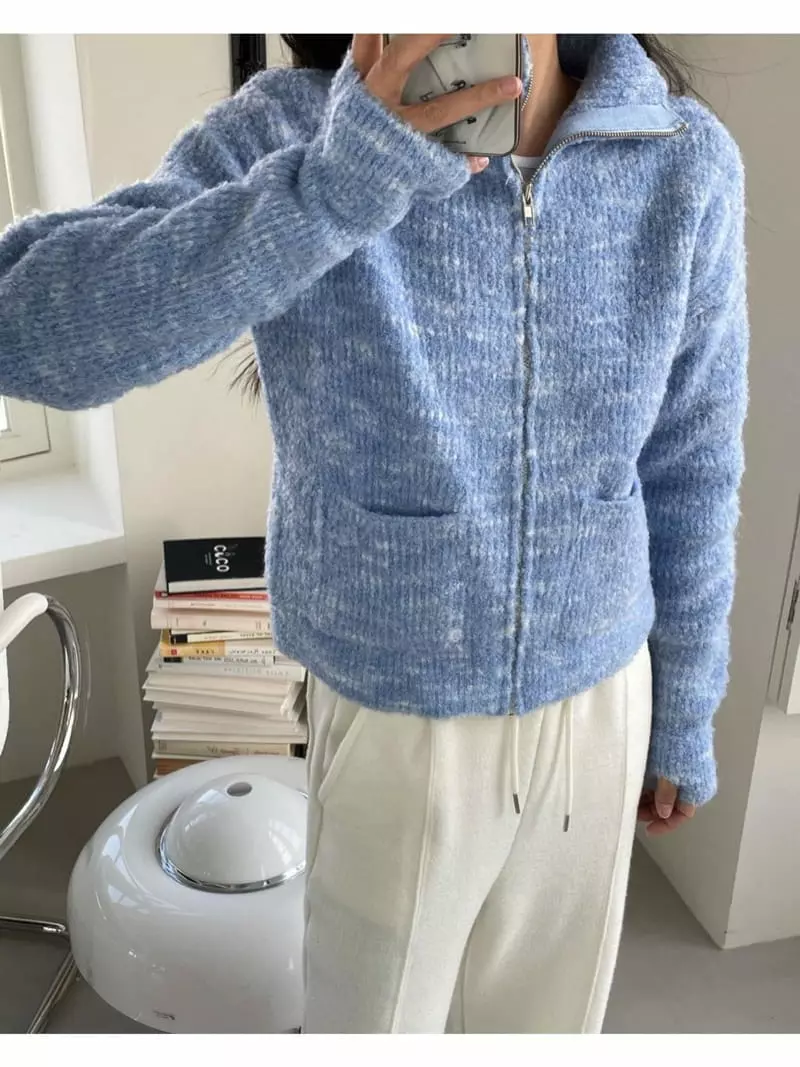 Breathe - Korean Women Fashion - #vintagekidsstyle - Merry Zip-up Cardigan - 9