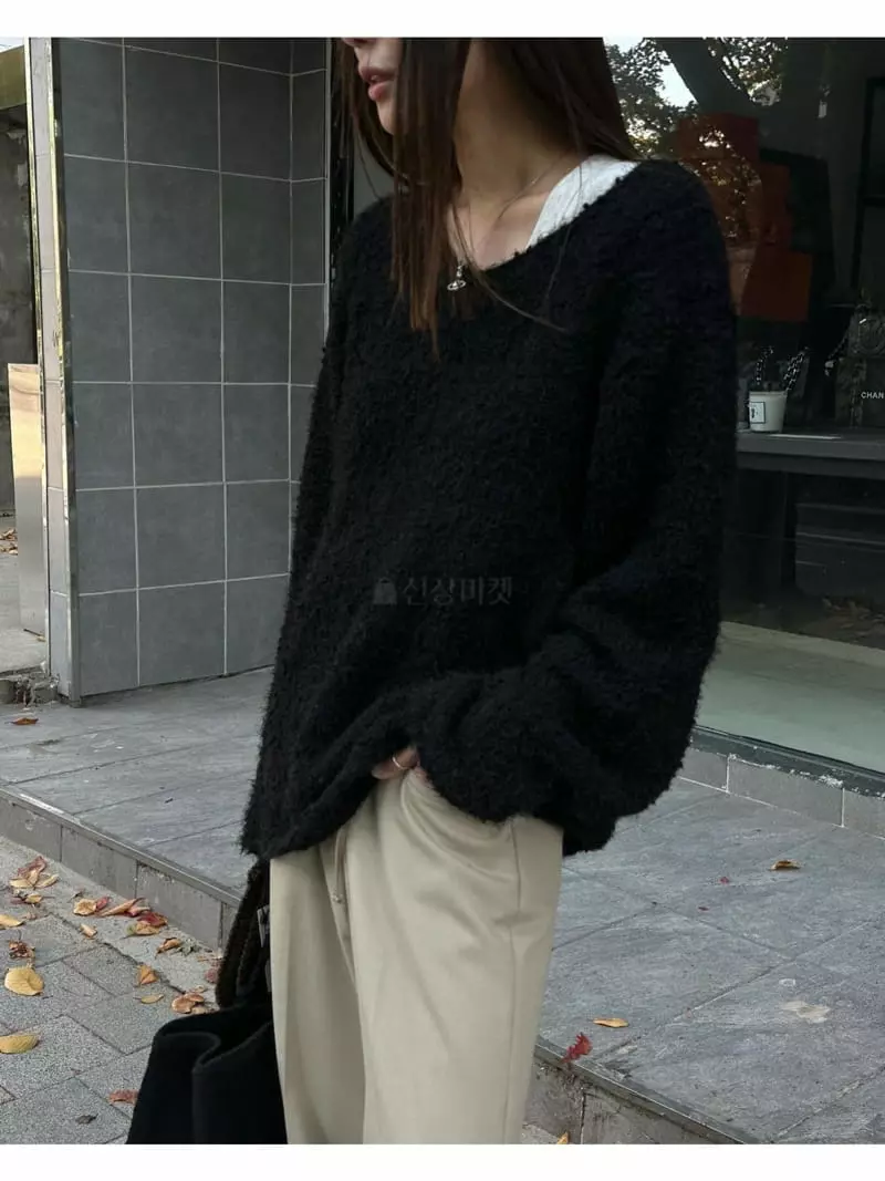Breathe - Korean Women Fashion - #vintagekidsstyle - Rice V Neck Knit Tee - 8