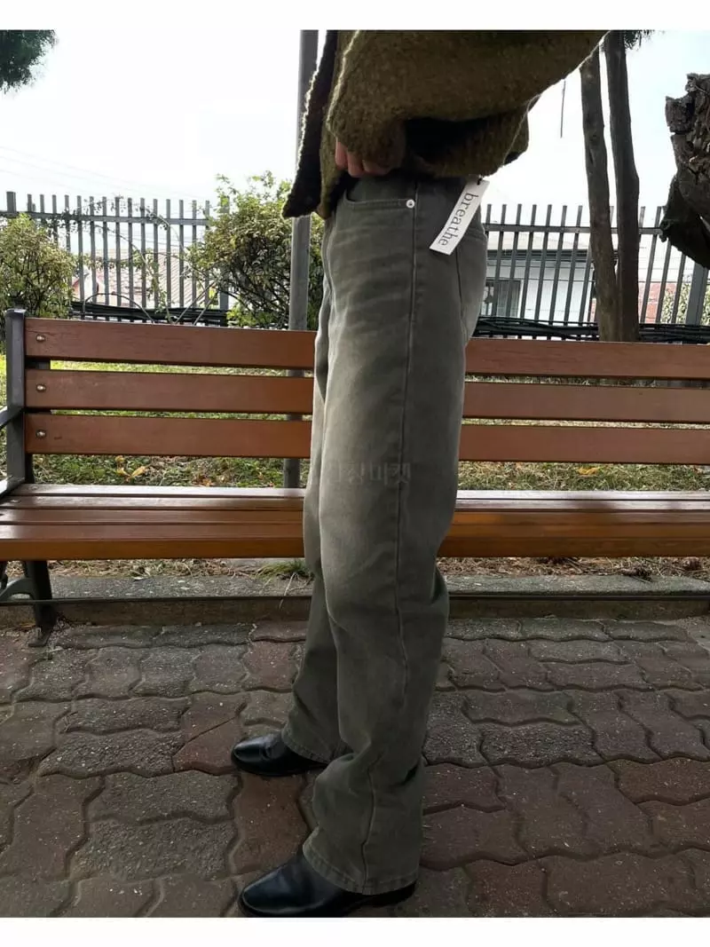 Breathe - Korean Women Fashion - #womensfashion - Khaki Brush Jeans