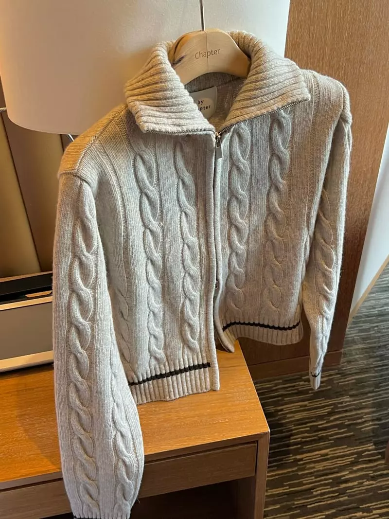 Chapter - Korean Women Fashion - #momslook - Knit Two Way Zip-up - 3