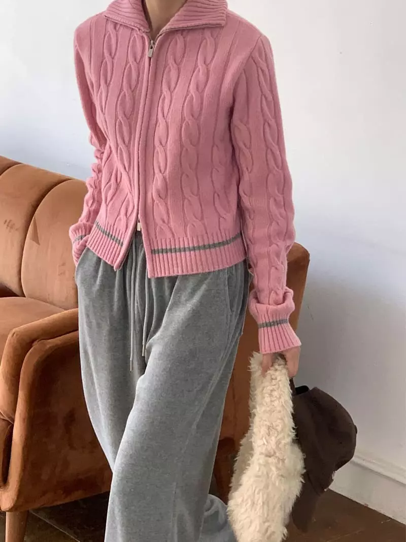 Chapter - Korean Women Fashion - #momslook - Knit Two Way Zip-up - 9