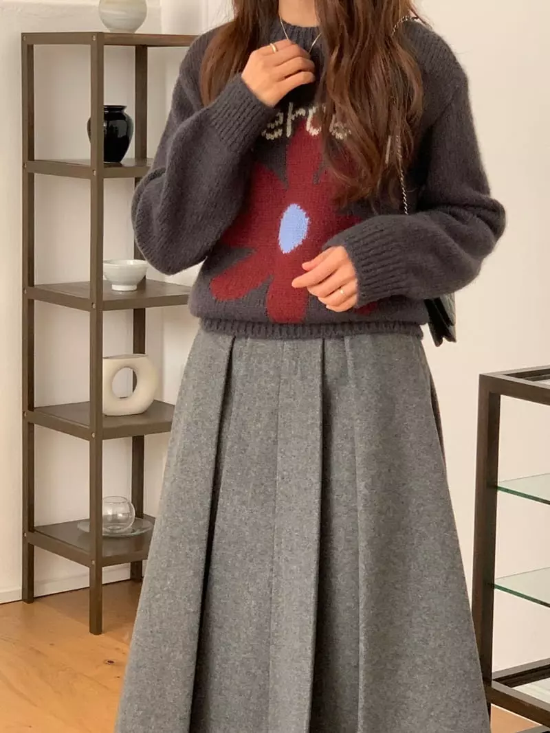 Chapter - Korean Women Fashion - #momslook - Intasha Flower Knit Tee - 8