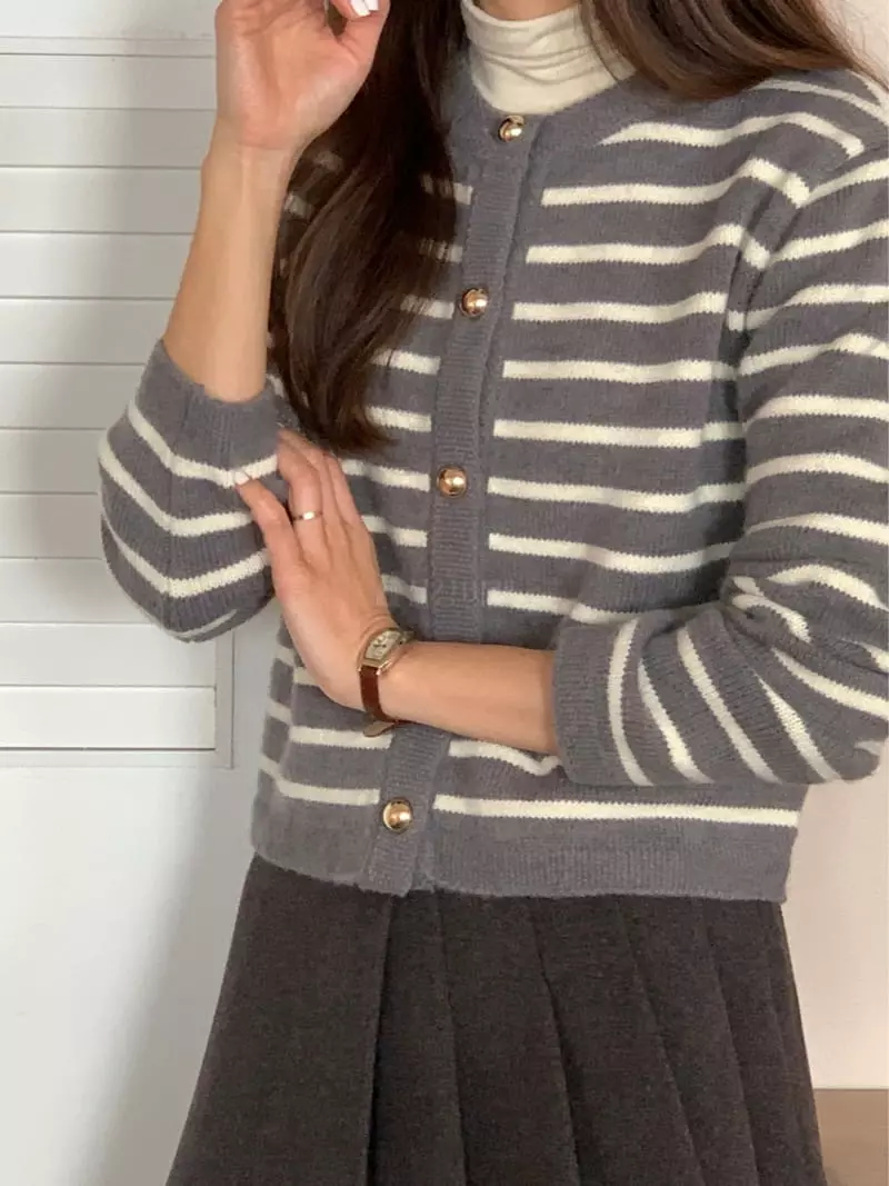 Chapter - Korean Women Fashion - #momslook - Bold Stripes Cardigan - 2