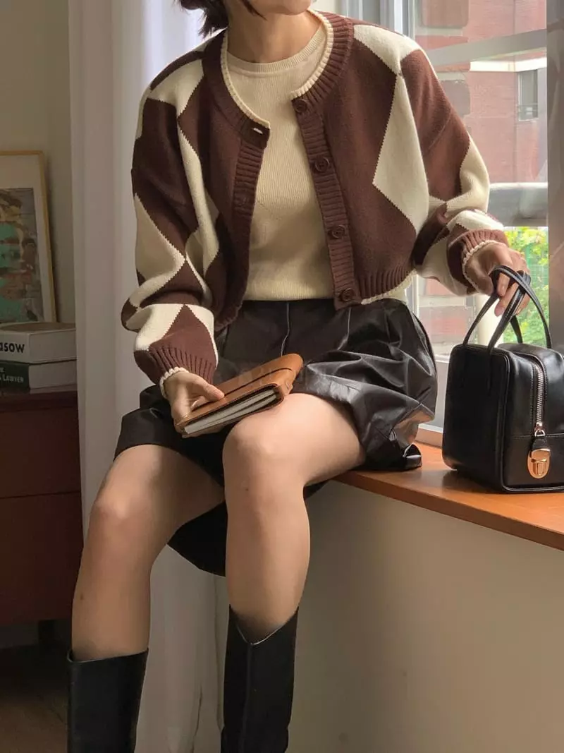 Chapter - Korean Women Fashion - #momslook - Argyle Knit Tee - 5