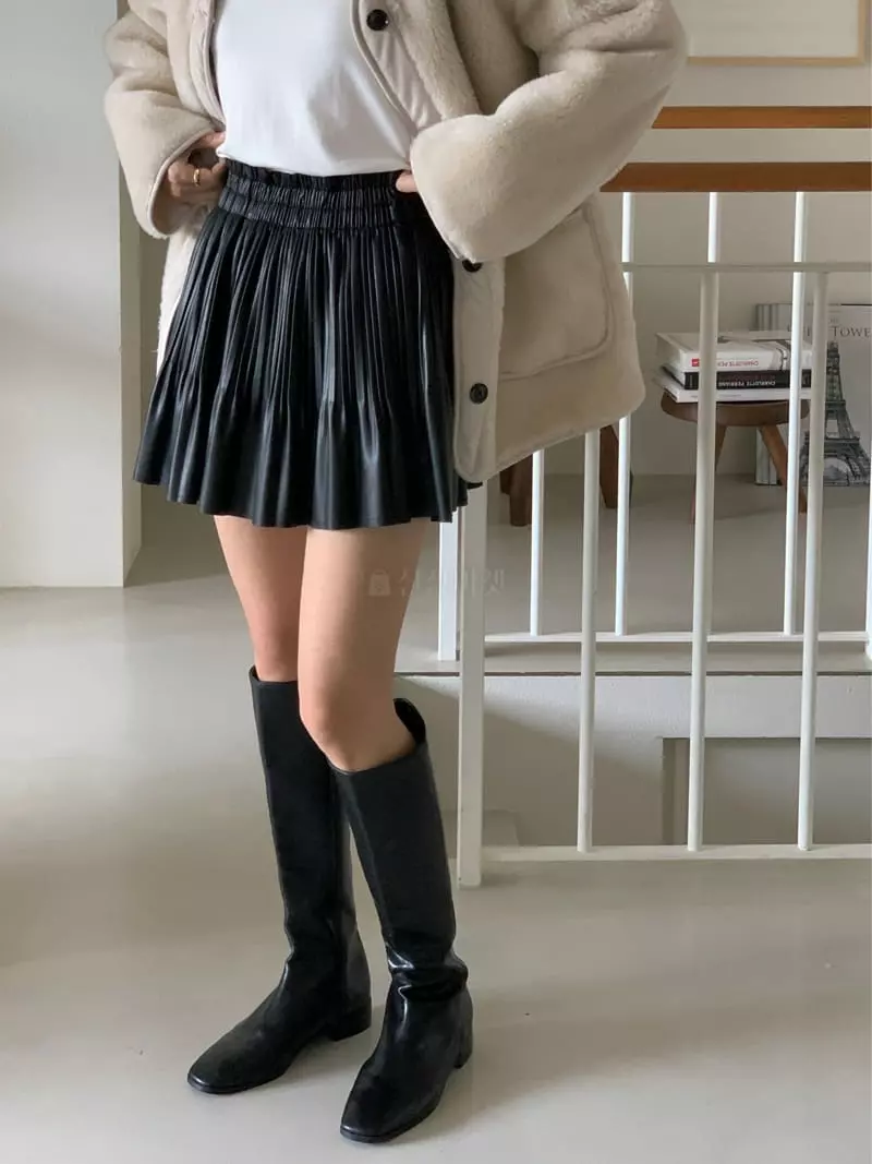 Chapter - Korean Women Fashion - #momslook - Leather Skirt - 2