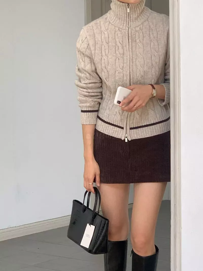 Chapter - Korean Women Fashion - #womensfashion - Knit Two Way Zip-up - 6
