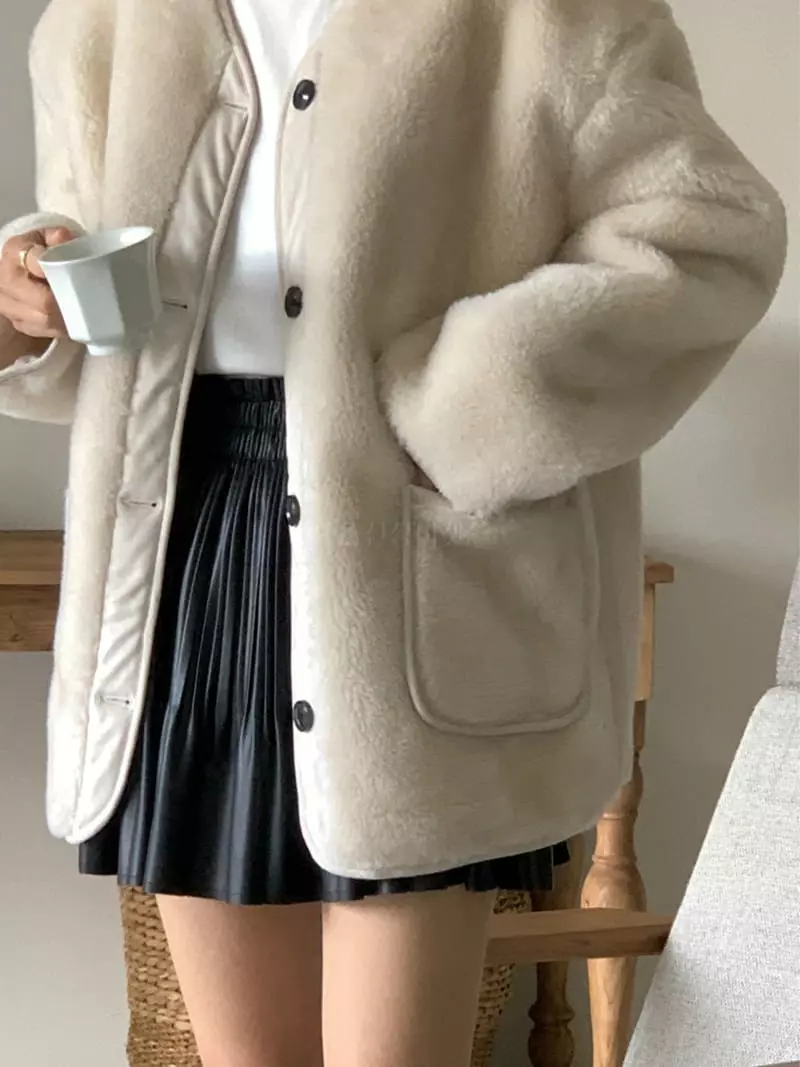 Chapter - Korean Women Fashion - #womensfashion - Fleece Seering Jacket - 3