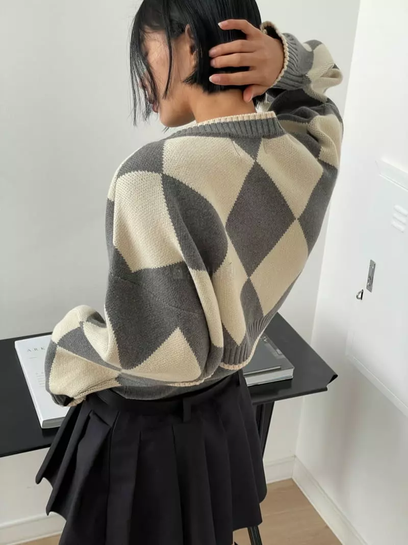 Chapter - Korean Women Fashion - #womensfashion - Argyle Knit Tee - 2