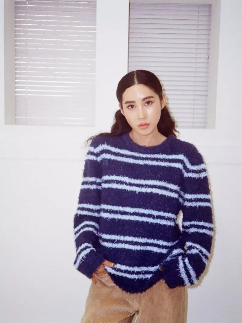 Charlotte - Korean Women Fashion - #momslook - Strieps Puddle Knit Tee - 4