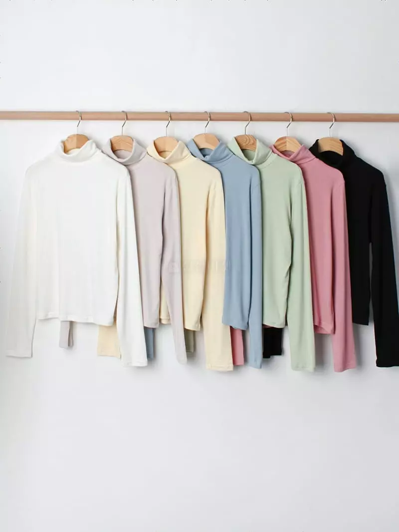 Chemi - Korean Women Fashion - #womensfashion - High Turtleneck Tee - 4