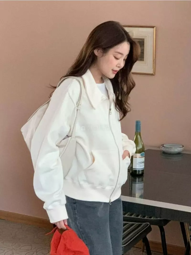 Chemi - Korean Women Fashion - #vintageinspired - Fleece Molly Zip-up - 2