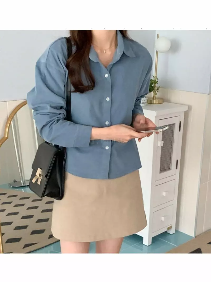 Chemi - Korean Women Fashion - #womensfashion - Rib Minimi Shirt - 3