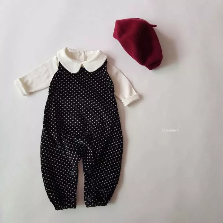 Choucream - Korean Baby Fashion - #babyboutique - Veloure Dungarees Bodysuit