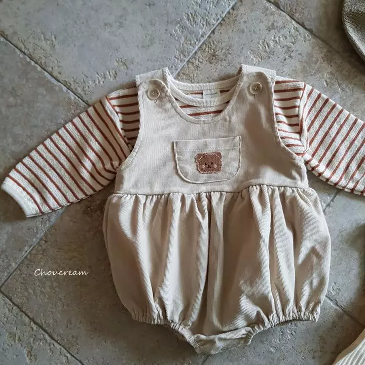 Choucream - Korean Baby Fashion - #babyboutique - Bear Dungarees Bodysuit - 11