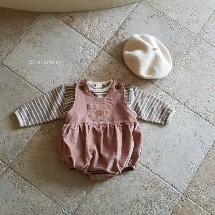 Choucream - Korean Baby Fashion - #babyboutique - Bear Dungarees Bodysuit - 12